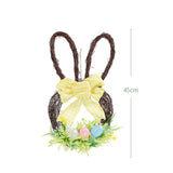 Tête de lapin de Pâques en forme d'œuf en rotin naturel Décoration d'œuf pour porte Décoration d'arrière-plan pour l'extérieur