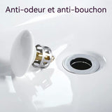 Bonde de lavabo en céramique avec tuyau rétractable de 80cm bonde de vidage pour diamètre 42-55mm bonde lavabo pour salle de bain
