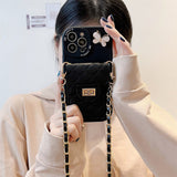 Étui de protection pour téléphone portable losange iPhone13promax étui pour téléphone portable chaîne sac de carte Messenger