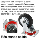 Poulie 5 pouces directionnel/universel portant une charge résistant à la rouille et à la corrosion support en acier inoxydable