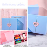 offret cadeau bleu à double porte magnétique à double porte avec bouche en fer d'anniversaire boîte cadeau de la fête des mères