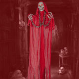 Chaîne fantôme rouge pour Halloween  196*80cm   Boules oculaires lumineuses   Son activé par la voix   Décoration d'Halloween