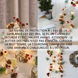 Guirlande Lumineuse Pomme de Pin 2M 20LED Lampe Pomme de Pin Guirlande de NoëL avec LumièRes Rouges et Pommes de Pin à Piles Noël