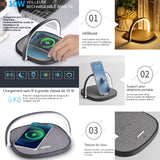 Chargeur sans fil rapide 10w avec veilleuse chargeur induction USB compatible multifonctionnel lampe chevet compact et portable