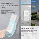 Sonnette sans fil IPX55 étanche 150m distance de travail 4 niveaux de volume réglables sonnette électronique avec 58 sonneries
