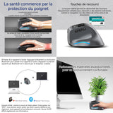 Souris ergonomique sans fil avce affichage numérique 2.4g silencieuse rechargeable design ergonomique optique souris verticale