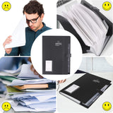 Trieur A4 avec 8 compartiments accordéon porte document support extensible imperméable plastique organiseur pour bureau école noir