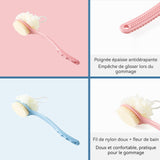 Éponge de bain 2 pcs 36x17cm 2 en 1 Brosse a dos à Poils Souples pour Hommes et Femmes Salle de Bain Fleur de bain à poils doux