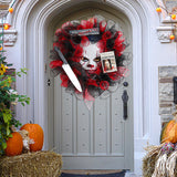 Décoration de clown d'Halloween 40*40cm Masque de clown à accrocher à la porte Clown effrayant Convient à la décoration d'Halloween