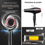 Sèche cheveux 1200W 2 vitesses de vent 2 réglages de température Commande à double interrupteur Sèche-cheveux à séchage rapide