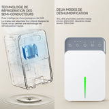 Déshumidificateur d air électrique 1500ml déshumidification d'air avec minuterie et mode veille arrêt automatique et dégivrage