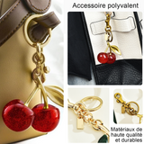 Porte-clés 2PCS 6,5x14,5cm porte-clés cerise en cristal pendentif de sac accessoire sac pour femme porte-clés de voiture raffiné