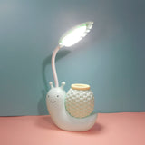 Veilleuse Style escargot avec porte-stylo Chargement USB Lumière apaisante pour les yeux Rotation à 360 degrés lampe de bureau