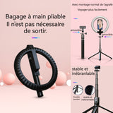 Perche à selfie 190cm perche à selfie trépied lumière d'appoint RGB à anneau de couleur avec 2 télécommandes rétractable et pliable