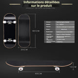 Skateboard 31 pouces 78x20cm balançoire double enfant débutant à quatre roues convient aux enfants adolescents et adultes graffiti