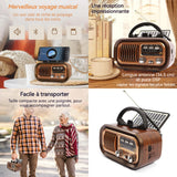 Enceinte bluetooth solaire rétro USB/tf/bluetooth stéréo portable haut-parleur bluetooth bass puissantes avec poignée transport
