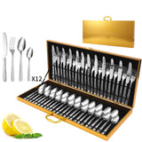 ouverts de Table Ménagère de 48 Couverts en Acier Inoxydable Haute Qualité pour 12 Personnes Comprend Couteau Fourchette Cuillère