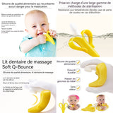Anneau de dentition banane pour en silicone avec ventouse Brosse à dents Hygiene anneau dentition doux sans BPA Brosse à dents