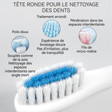 Brosse à dents électrique 20.5x11x3.5cm 70db 42000 fois par minute IPX7 6 vitesses réglables brosse à dents sonique unisexe