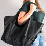 Mode sac à dos nouveau rétro Simple grand sac en cuir souple grande capacité une épaule Portable seau Type sac fourre-tout