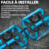 Pédales de vélo 2 pièces VTT pédales en alliage d'aluminium bouche à vis universelle 118x80x18mm pédale de verrouillage bleu