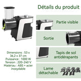 Coupe Légumes Électrique Cylindre multifonctionnel à 5 lames en acier inoxydable 53x36,2x37cm 1000w rapide et gain de temps