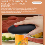 Ouvre-boîte électrique à bord lisse bouton poussoir multifonctionnel ouvre-bocal automatique compact portable facile utiliser