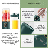 Mini Blender 8,1 x 8,1 x 20,6 cm batterie longue durée 1500 mAh 500 ml lame à 12 lames lisse et lisse affichage numérique vert