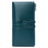Porte Monnaie Femme 20 x10cm Grande Capacite Porte-Monnaie RFID Blocage Pochette en cuir souple ciré Porte-Monnaie bleu