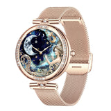 Montre intelligente féminin 170mAh 1,19 pouces Bluetooth 5.2 Fonction d'appel Charge magnétique IP68 Mode multi-sport imperméable Or