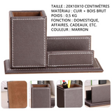 Porte-stylo 20x10x10cm pour cartes de visite en cuir porte-stylo multifonctionnel de stockage de cartes de visite de bureau marron