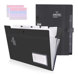 Trieur A4 avec 8 compartiments accordéon porte document support extensible imperméable plastique organiseur pour bureau école noir