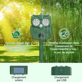 répulsif moustique 120 degrés Cinq vitesses Écran solaire imperméable Chargement USB Ultrasonique Répulsif solaire pour animaux