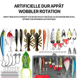 Leurres de péche a 107 pcs appâts artificiels appat avec crochets artificielle dur appât wobbler rotation appât de pêche artificiel