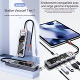 Station d'accueil 8 en 1 hub multi-interface port réseau gigabit audio sans perte TF/SD PD 100W compatible avec plusieurs systèmes