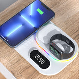 Base de chargement sans fil    Design 3 en 1   Lumière d'ambiance RVB   Horloge numérique   Contrôle intelligent de la température