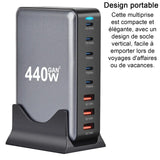 Multiprise multifonctionnel 440w pd 8 en 1 avec 5 typec et 3 USB charge rapide chargeur USB de bureau avec socle chargeur USB c