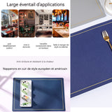 Set de Table lavable Lot de 4 Sets de Table antidérapant Napperon en Cuir Imperméable Anti-Taches Résistant à la Chaleur 44,5 x 30cm