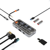 Station d'accueil Port USB 3.0 10 en 1 HDMI 4K Avec interface VGA Charge rapide PD Module de visualisation boîtier transparent