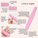 Lime à ongles 10PCS 18x2,6x1,3cm lime éponge diamantée ponçage double face lavable sans ponçage kit d'outils pour les ongles rose