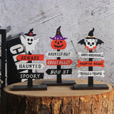 Plaque d'Halloween en bois Décoration 3pcs  8*4*14.5cm Panneau de signalisation  Décoration d'ambiance Décoration d'Halloween