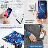 Chargeur de voyage 20w type-c charge rapide chargeur standard européen à coins arrondi adaptateur secteur universel chargeur USB