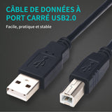 USB 2.0 Printer Cable 3 m High Speed Pure Copper Square Port A-B Computer to Scanner Cable USB Computer to Printer Cable Black