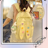 Sac à dos scolaire 42x30x14cm campus cartable mignon oreilles de lapin sac à dos léger grande capacité mignon simple jaune cartable