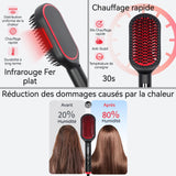 Brosse lissante 80W 100V-240V Brosse lissante infrarouge pour cheveux 30 secondes de chauffage Conception anti-brûlure Fer à lisser