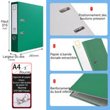 Rangement Papier dossier A4 Chemise à feuilles mobiles deux anneaux Épaississant Stockage et organisation des livres de données