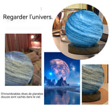 Veilleuse lune verre rechargeable ciel étoilé lampe 3 couleurs dimmable avec socle lampe de chevet cadeau pour adultes et enfants