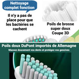 Brosse à dents électrique avec cinq modes réglables étanche IPX7 chargement USB convient aux adultes et aux enfants blanc