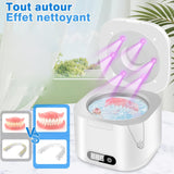 Nettoyeur Ultrasons 340ml 49 kHz 223×127×82mm Nettoyeur à ultrasons 24W avec 4 réglages de temps pour bijoux de prothèses dentaires