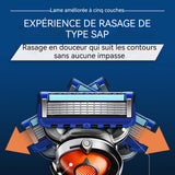 Rasoir 2pcs Avec 16 lames Rasoir de Sûreté Acier inoxydable Ensemble de rasoir manuel Lame à 5 couches Lames de rasoir universelles